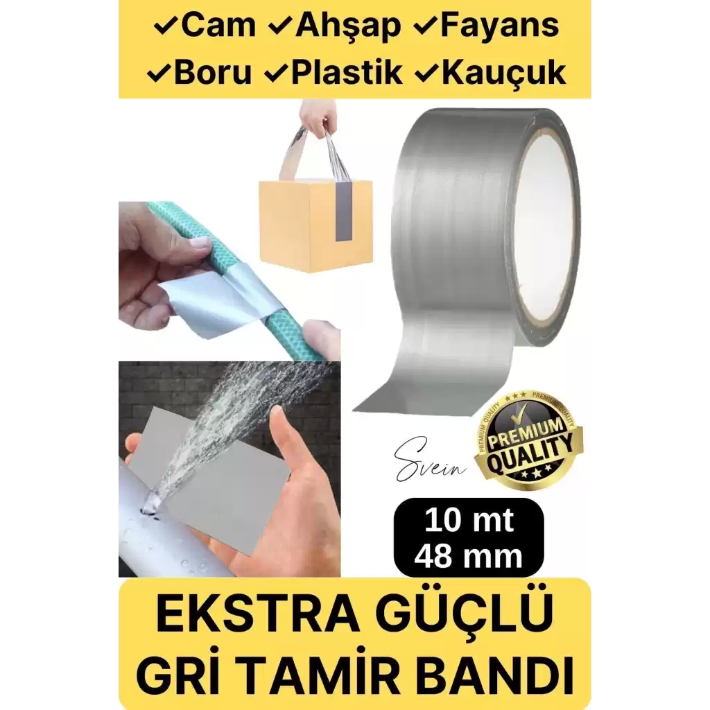 Çok Amaçlı Su Geçirmez Sızdırmaz Dayanıklı Izole Gri Tamir Bandı 48 Mm 10 Mt 1 Adet