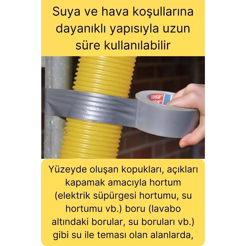 Çok Amaçlı Su Geçirmez Sızdırmaz Dayanıklı Izole Gri Tamir Bandı 48 Mm 10 Mt 1 Adet