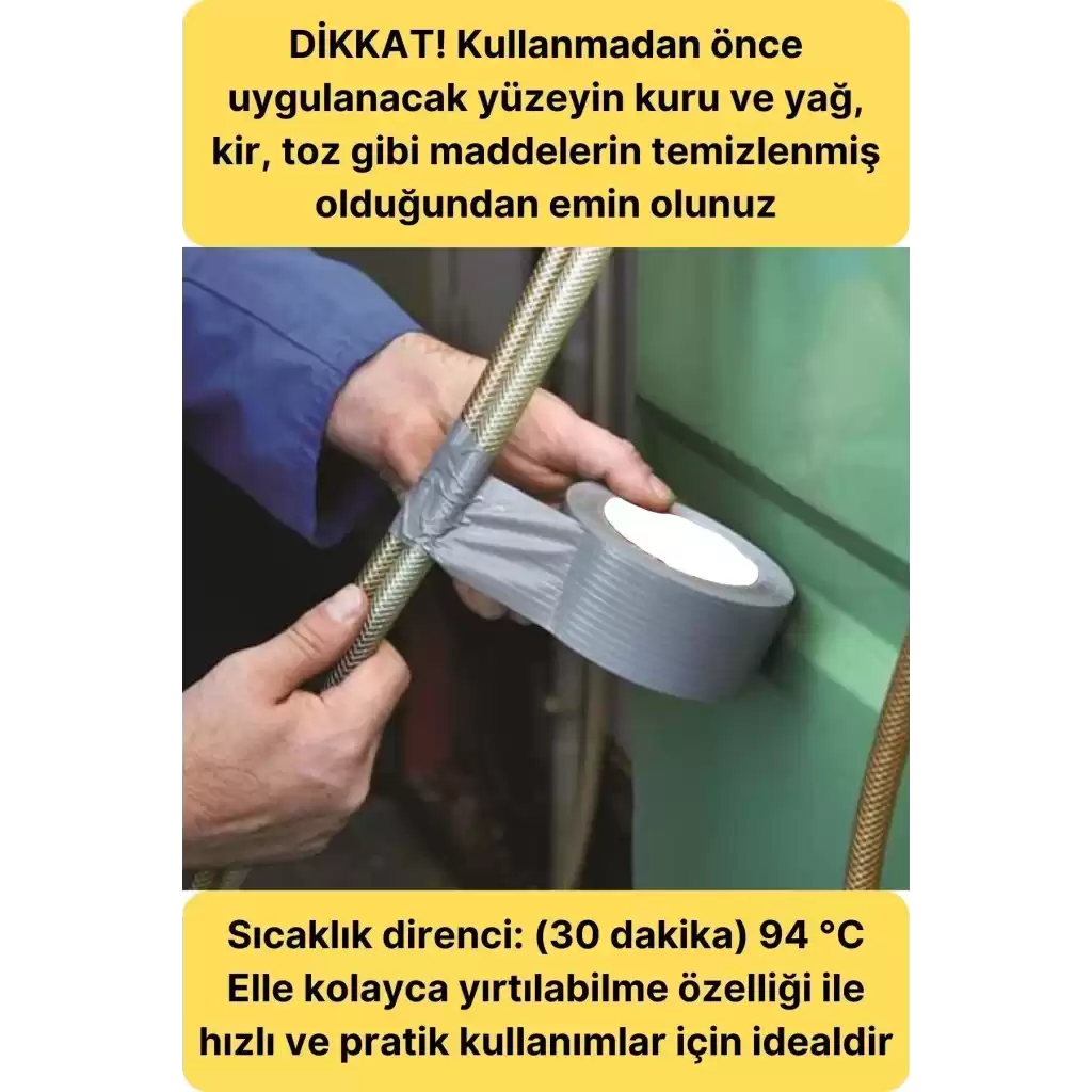 Çok Amaçlı Su Geçirmez Sızdırmaz Dayanıklı Izole Gri Tamir Bandı 48 Mm 10 Mt 1 Adet