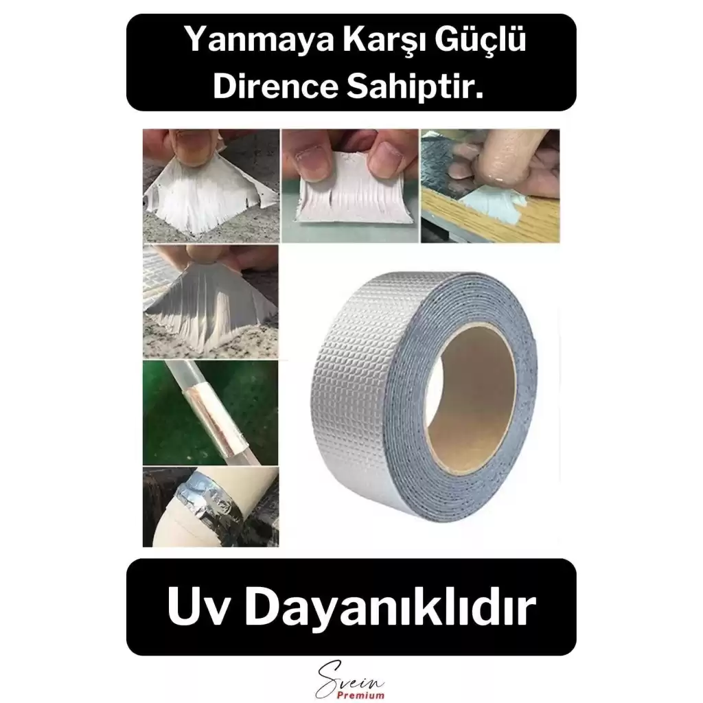 Su Geçirmez Sızdırmaz Alev Geciktirici Dayanıklı Sakız Bant 48 Mm X 2 Mt Alüminyum Tamir Bandı