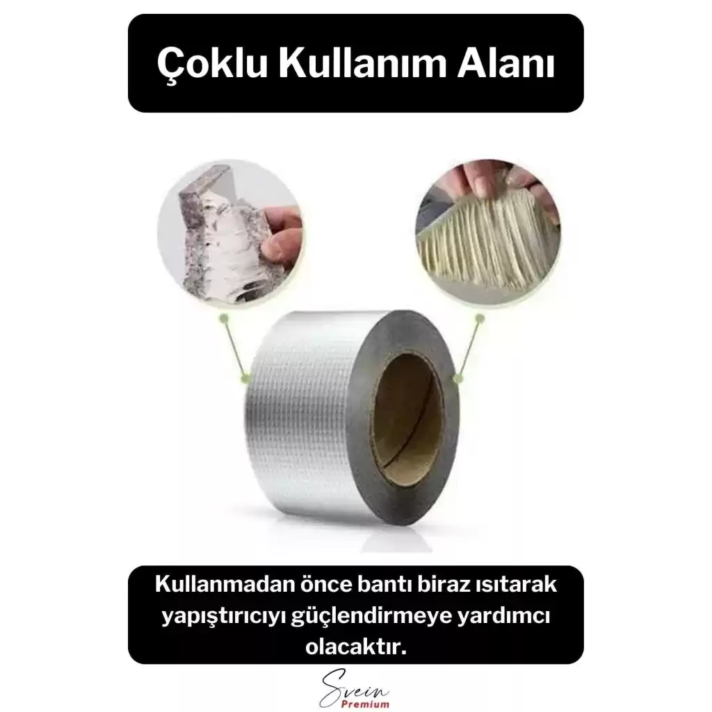 Su Geçirmez Sızdırmaz Alev Geciktirici Dayanıklı Sakız Bant 48 Mm X 2 Mt Alüminyum Tamir Bandı