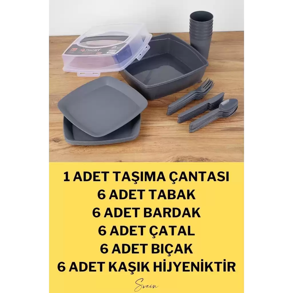 Lüx Piknik Sepeti 6 Kişilik Çatal Bıçak Bardak Tabak Piknik Mangal Kamp Seti 32 Parça
