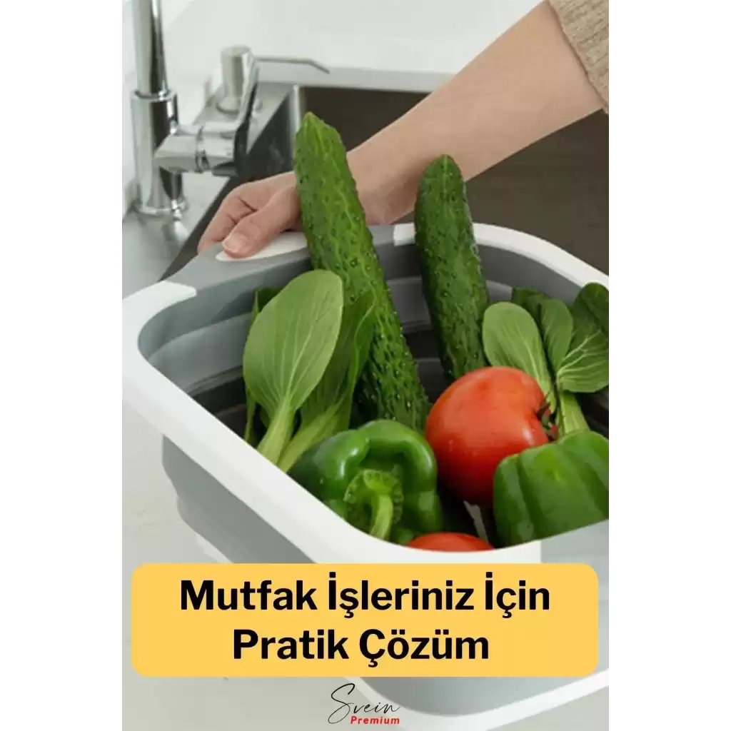 Çok Amaçlı Premium Katlanır Kesme Tahtası Tıpalı Yıkama Leğeni Badya ve Koçero Su Maşrapası 2li Set