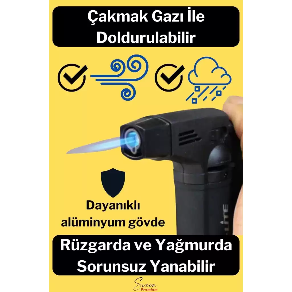 Ayaklı Premium Doldurulabilir Depolu Vantuzlu 1300 Derece Torch Kamp Mangal Piknik Pürmüz Çakmak