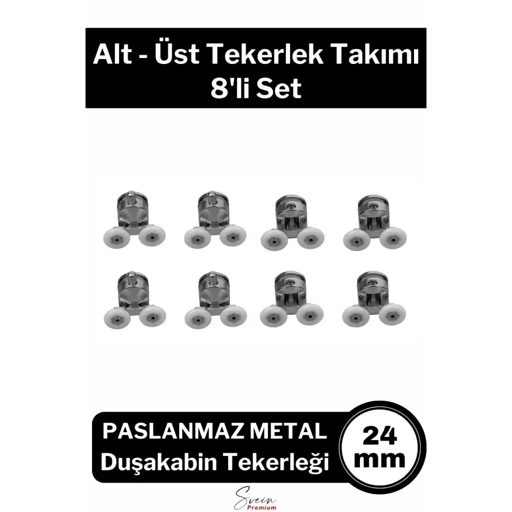 Dayanıklı Duşakabin Tekerleği Alt Üst Sürgülü Cam Kabin Tekeri Rulman Metal Gövdeli 8 li Set