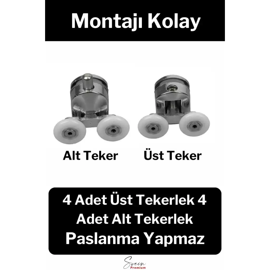 Dayanıklı Duşakabin Tekerleği Alt Üst Sürgülü Cam Kabin Tekeri Rulman Metal Gövdeli 8 li Set