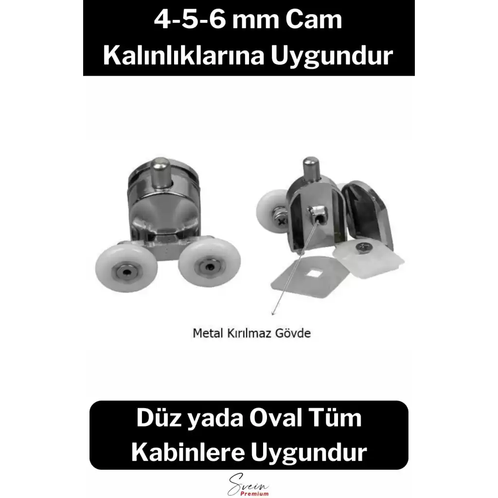 Dayanıklı Duşakabin Tekerleği Alt Üst Sürgülü Cam Kabin Tekeri Rulman Metal Gövdeli 8 li Set