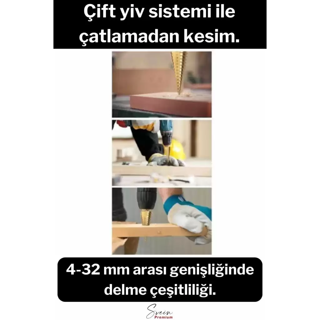 Paslanmaz Kademeli Matkap Ucu Sac Demir Çelik Plastik Bakalit Ahşap Delici Sarı Titanyum Kozalak Uç