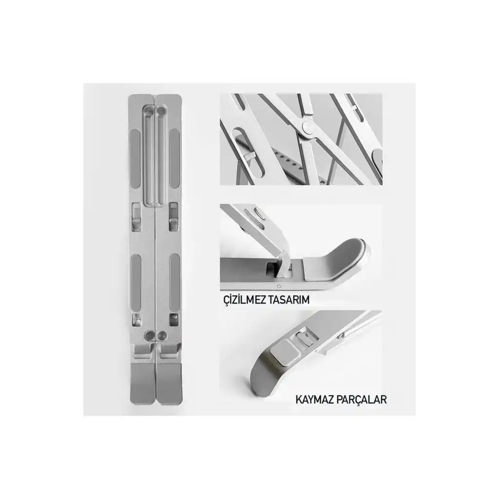 Taşınabilir Katlanır Kaymaz Ayarlı Metal Notebook Dizüstü Bilgisayar Yükseltici Laptop Standı