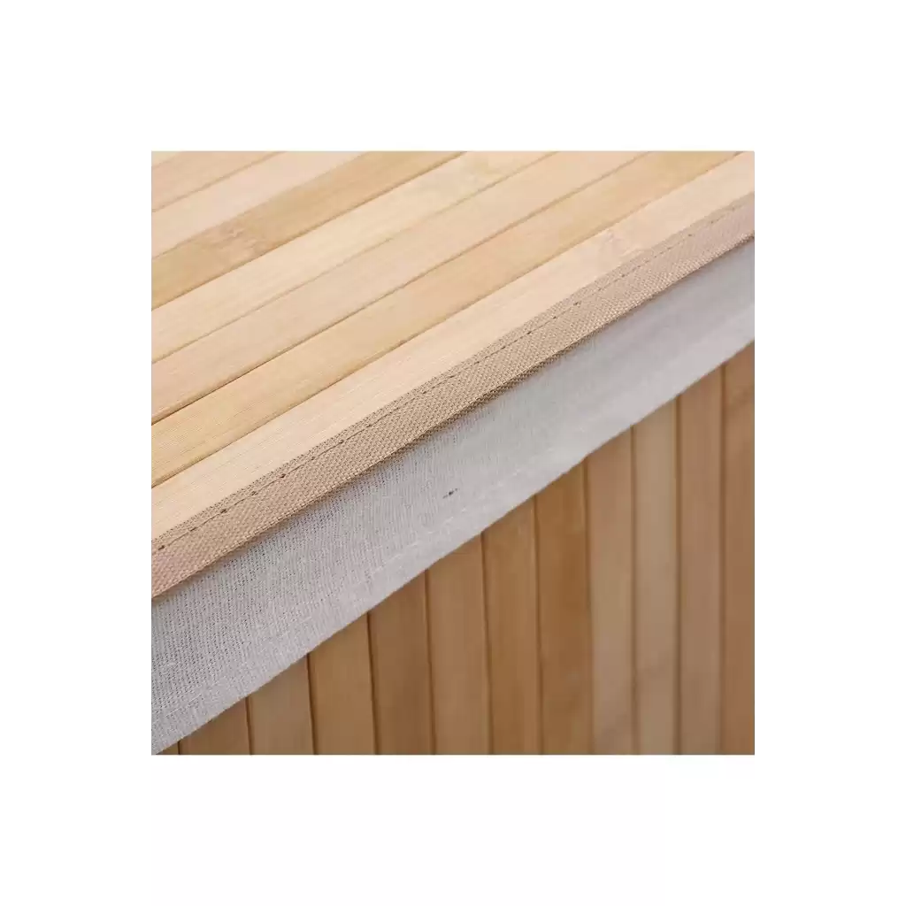 Kapaklı El Yapımı Dekoratif Modern Doğal Ahşap Bambu Banyo Kirli Çamaşır Sepeti 40 X 30 X 60 Cm