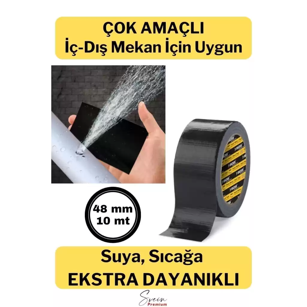 Çok Amaçlı Su Geçirmez Sızdırmaz Dayanıklı Boru Çatlak Onarım Izolasyon Siyah Tamir Bandı 48mm 10mt