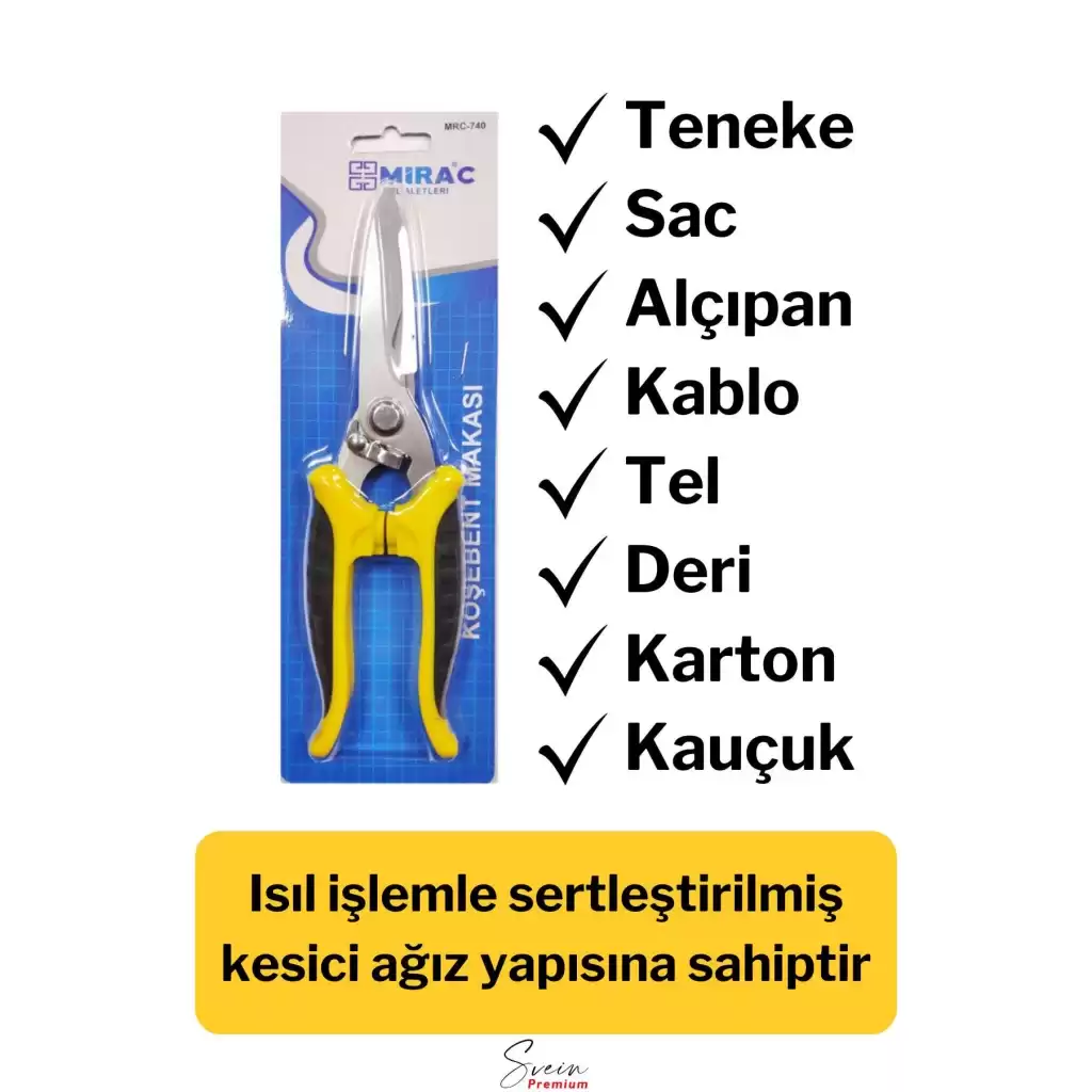 Çok Amaçlı Keskin Uçlu Paslanmaz Çelik Ağızlı Yaylı Teneke Köşebent Makası Alçıpan Makas 20 cm
