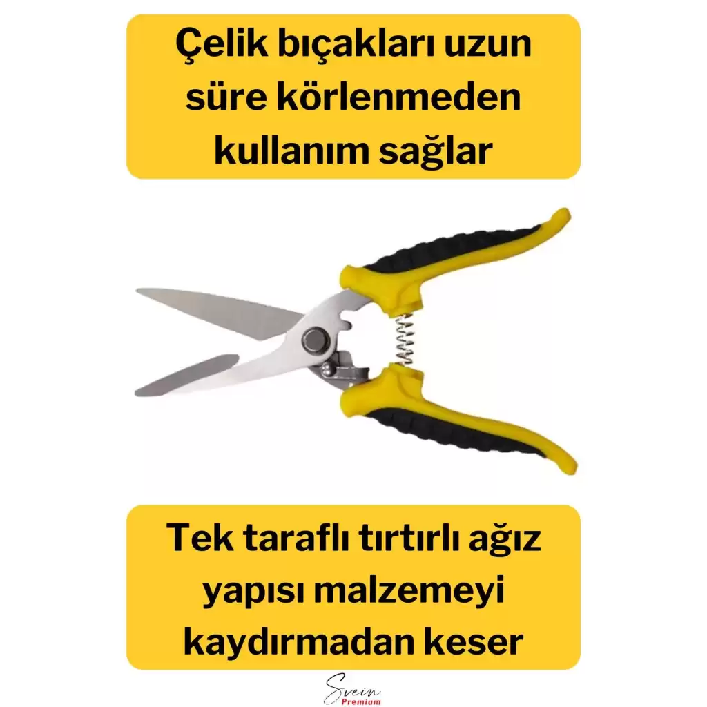 Çok Amaçlı Keskin Uçlu Paslanmaz Çelik Ağızlı Yaylı Teneke Köşebent Makası Alçıpan Makas 20 cm