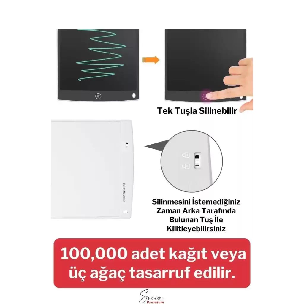 8,5 Inç Writing Lcd Grafik Dijital Kalemli Çizim Tableti Silinebilir Not Yazma Eğitim Yazı Tahtası