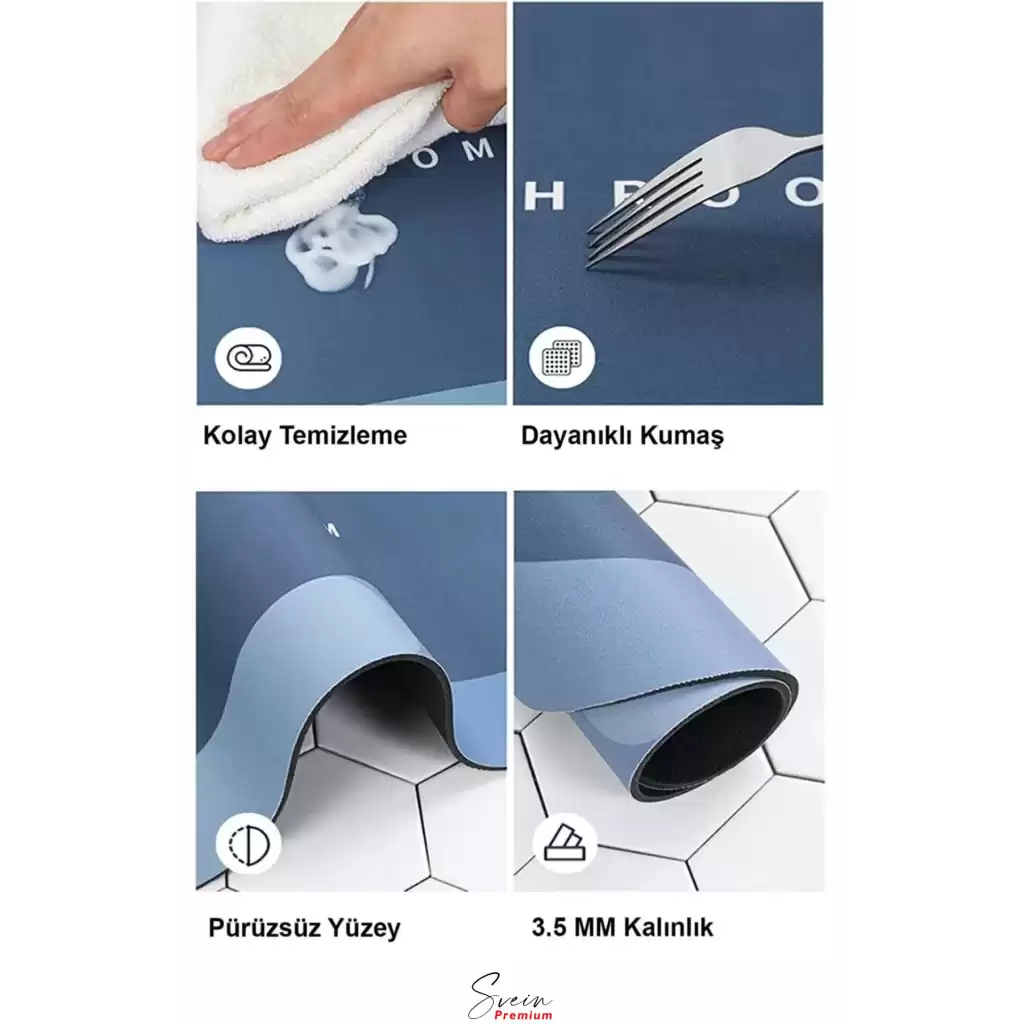 Sihirli Su Emici Kaymaz Tabanlı Kolay Temizlenir Dayanıklı Pürüzsüz Yumuşak Abdest Banyo Paspası