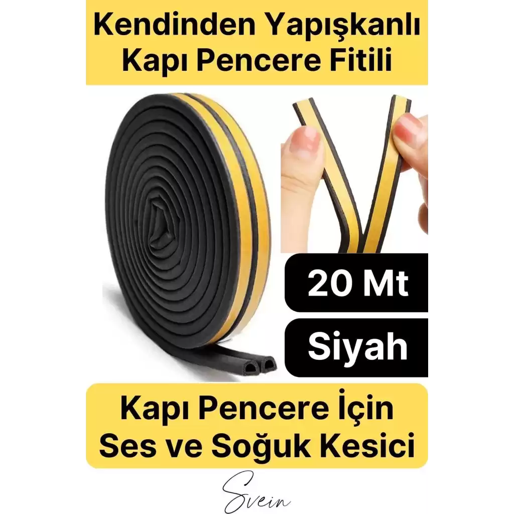 Kapı Ve Pencere Soğuk Izolasyon Bandı Fitili Kendinden Yapışkanlı Kauçuk Yalıtım Bant 2x10 = 20 Mt