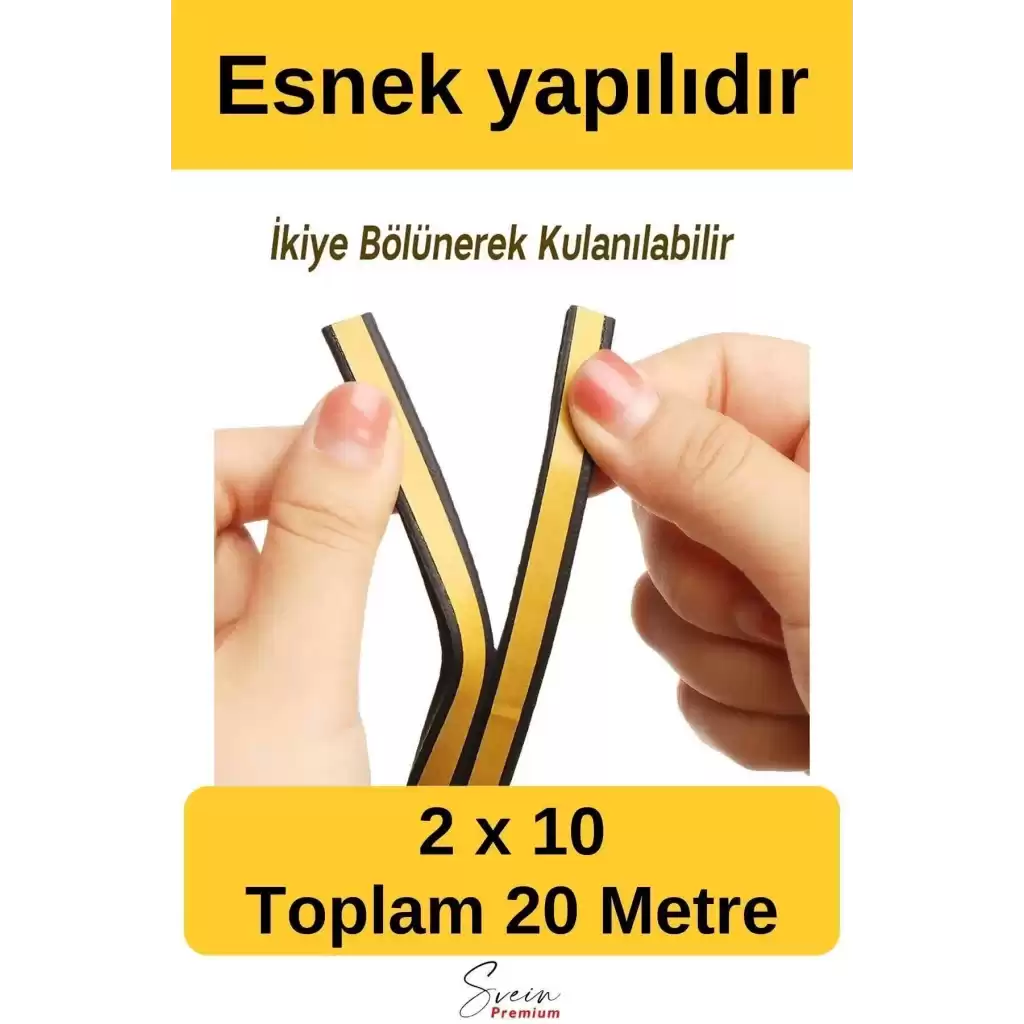 Kapı Ve Pencere Soğuk Izolasyon Bandı Fitili Kendinden Yapışkanlı Kauçuk Yalıtım Bant 2x10 = 20 Mt