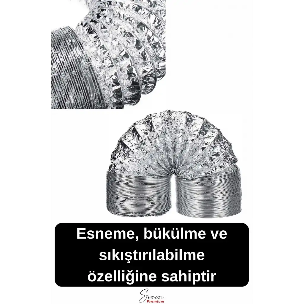 Alüminyum Kopmaz Yırtılmaz Ankastre Baca Aspiratör Davlumbaz Şofben Havalandırma Borusu 2 mt 127 mm