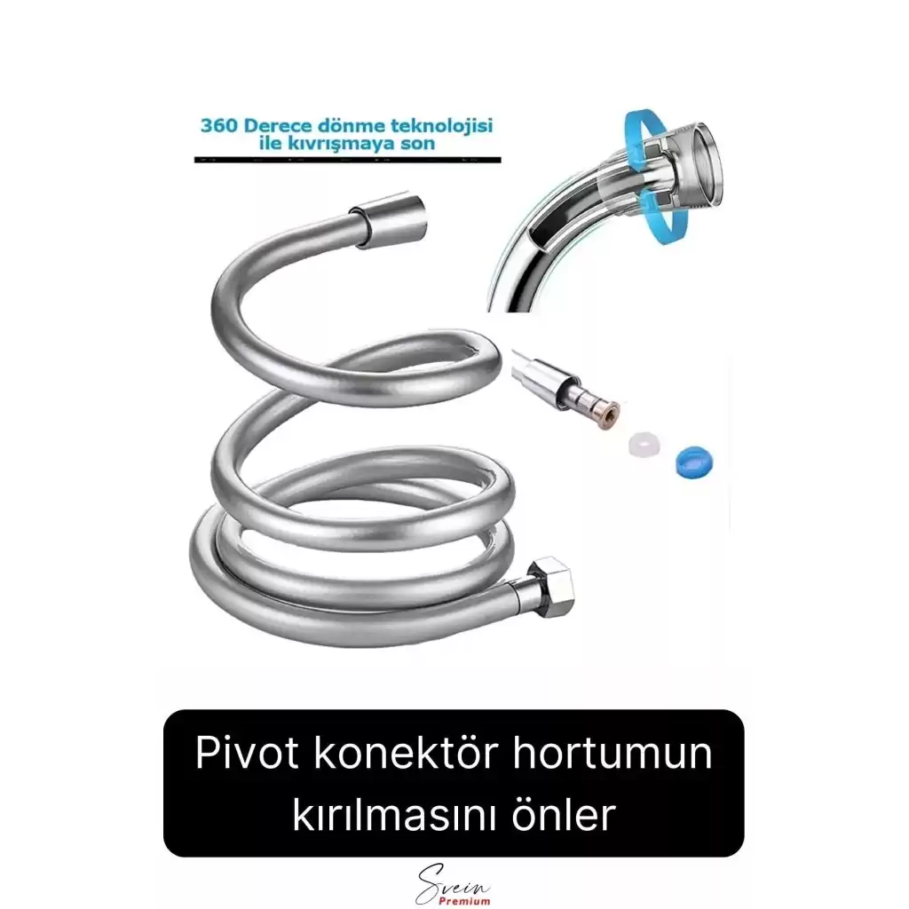 Gümüş Dayanıklı Esnek Kırılmaz Çatlamaz Patlamaz Sızdırmaz Pvc Banyo Duş Musluk Hortumu 1,5 Metre