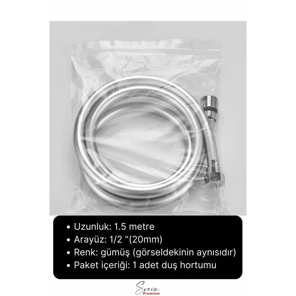 Gümüş Dayanıklı Esnek Kırılmaz Çatlamaz Patlamaz Sızdırmaz Pvc Banyo Duş Musluk Hortumu 1,5 Metre