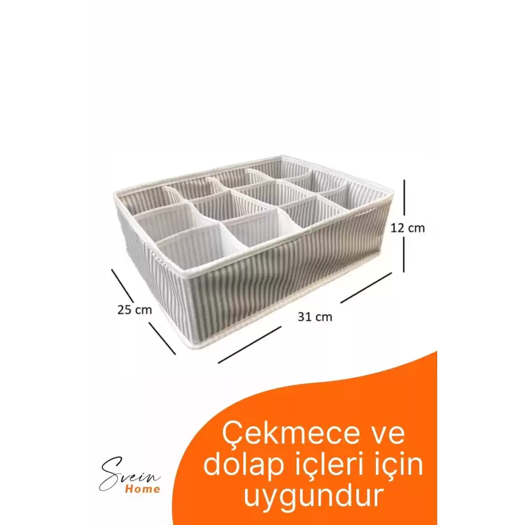 12 Bölmeli Çekmece İçi Düzenleyici Çok Amaçlı Pratik Takı Çorap Kravat Eşarp Gardrop Organizer Kutu