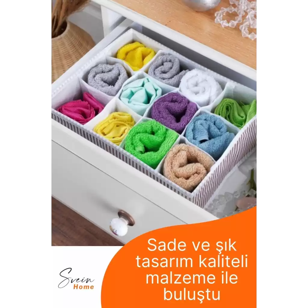 12 Bölmeli Çekmece İçi Düzenleyici Çok Amaçlı Pratik Takı Çorap Kravat Eşarp Gardrop Organizer Kutu