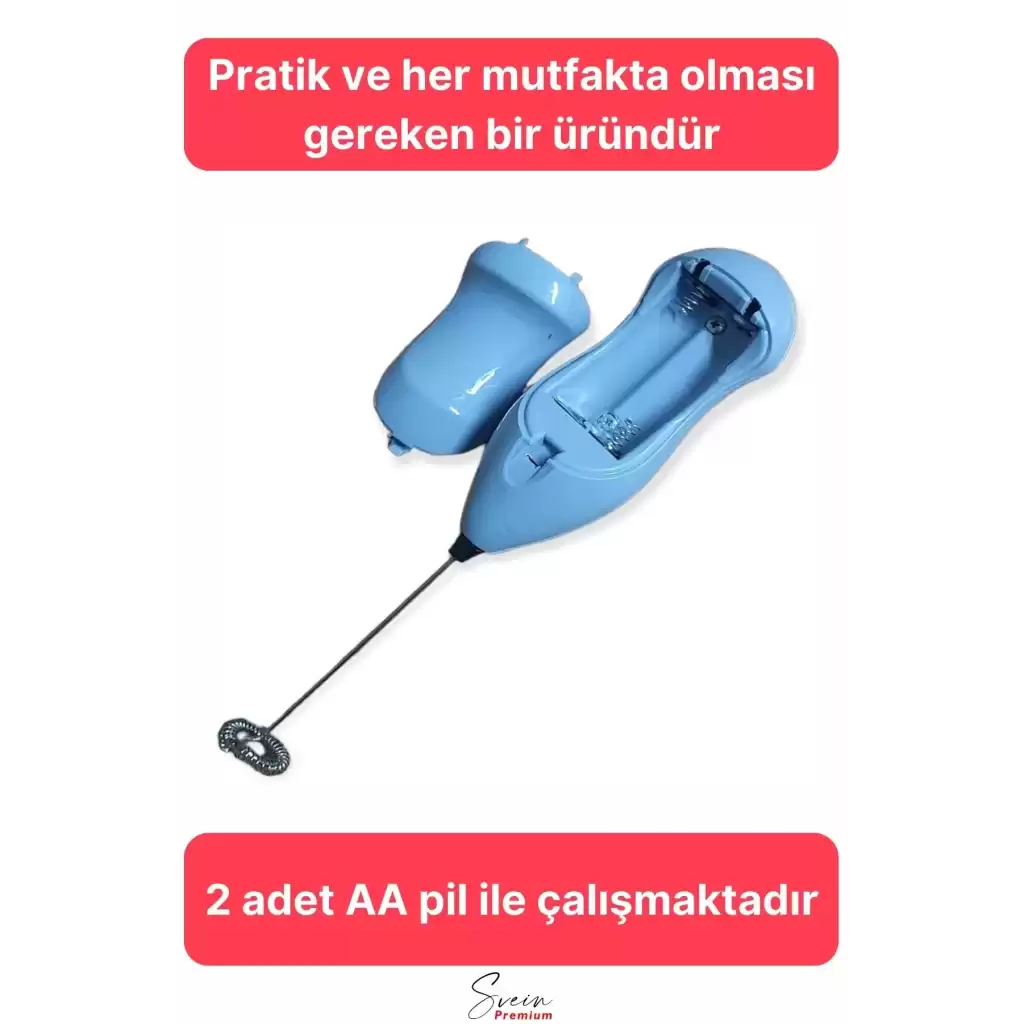 Kahve Süt Köpürtücü Cappuccino Yumurta Sos Krema Çırpıcı Çelik Uçlu Pratik Pilli Mini Karıştırıcı