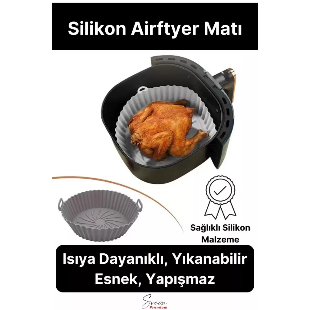 Isıya Dayanıklı Esnek Yıkanılabilir Yapışmaz Silikon Fırın Ve Airfryer Yuvarlak Model Pişirme Matı