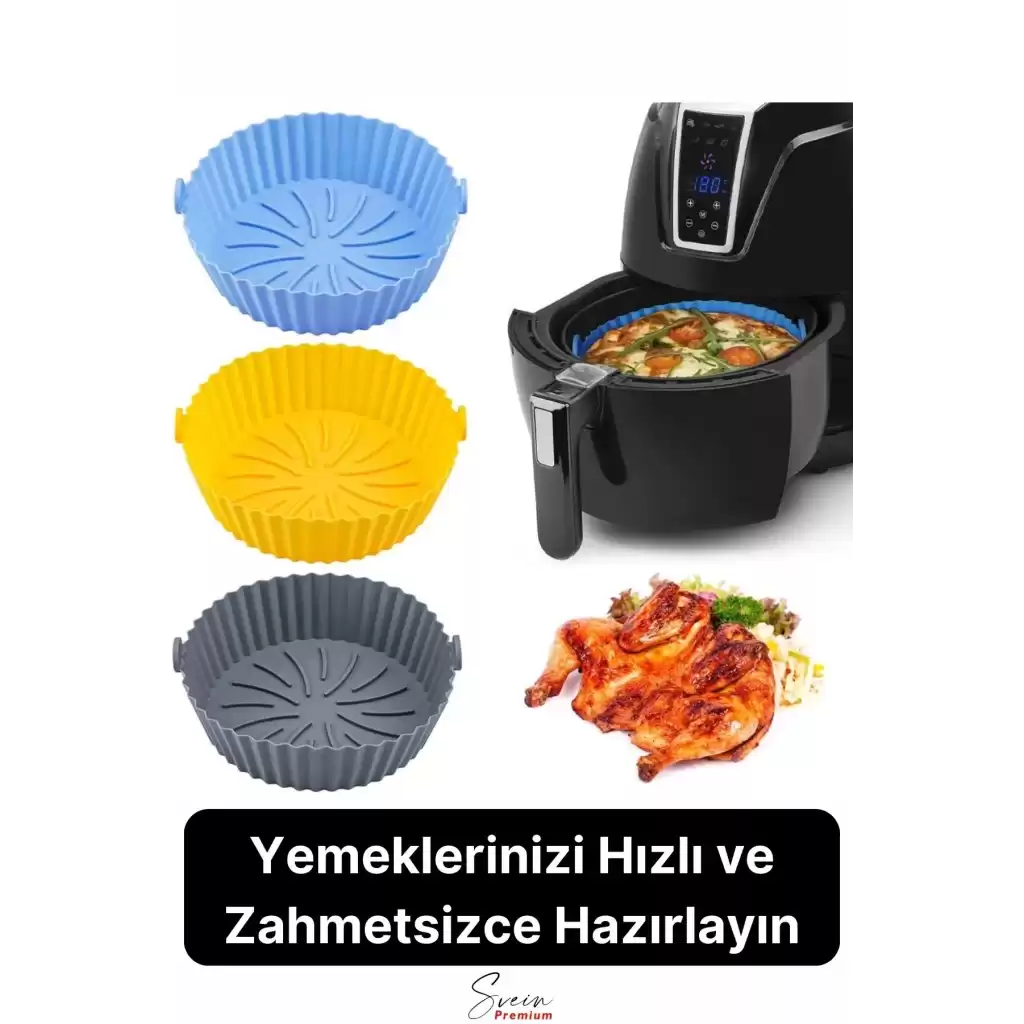 Isıya Dayanıklı Esnek Yıkanılabilir Yapışmaz Silikon Fırın Ve Airfryer Yuvarlak Model Pişirme Matı