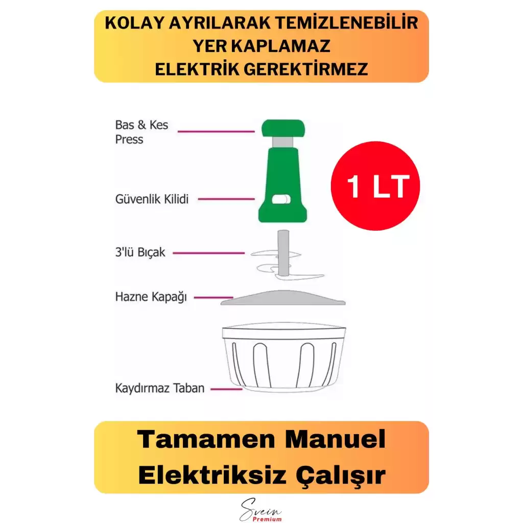 Paslanmaz Çelik Bıçaklı El Robotu Pratik Taşınabilir Basmalı El Blender Soğan Sebze Meyve Doğrayıcı