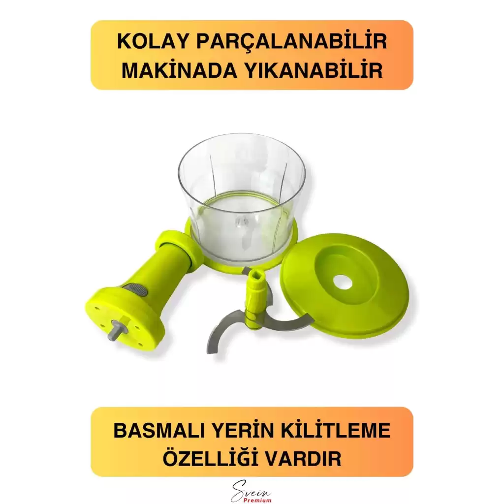 Paslanmaz Çelik Bıçaklı El Robotu Pratik Taşınabilir Basmalı El Blender Soğan Sebze Meyve Doğrayıcı