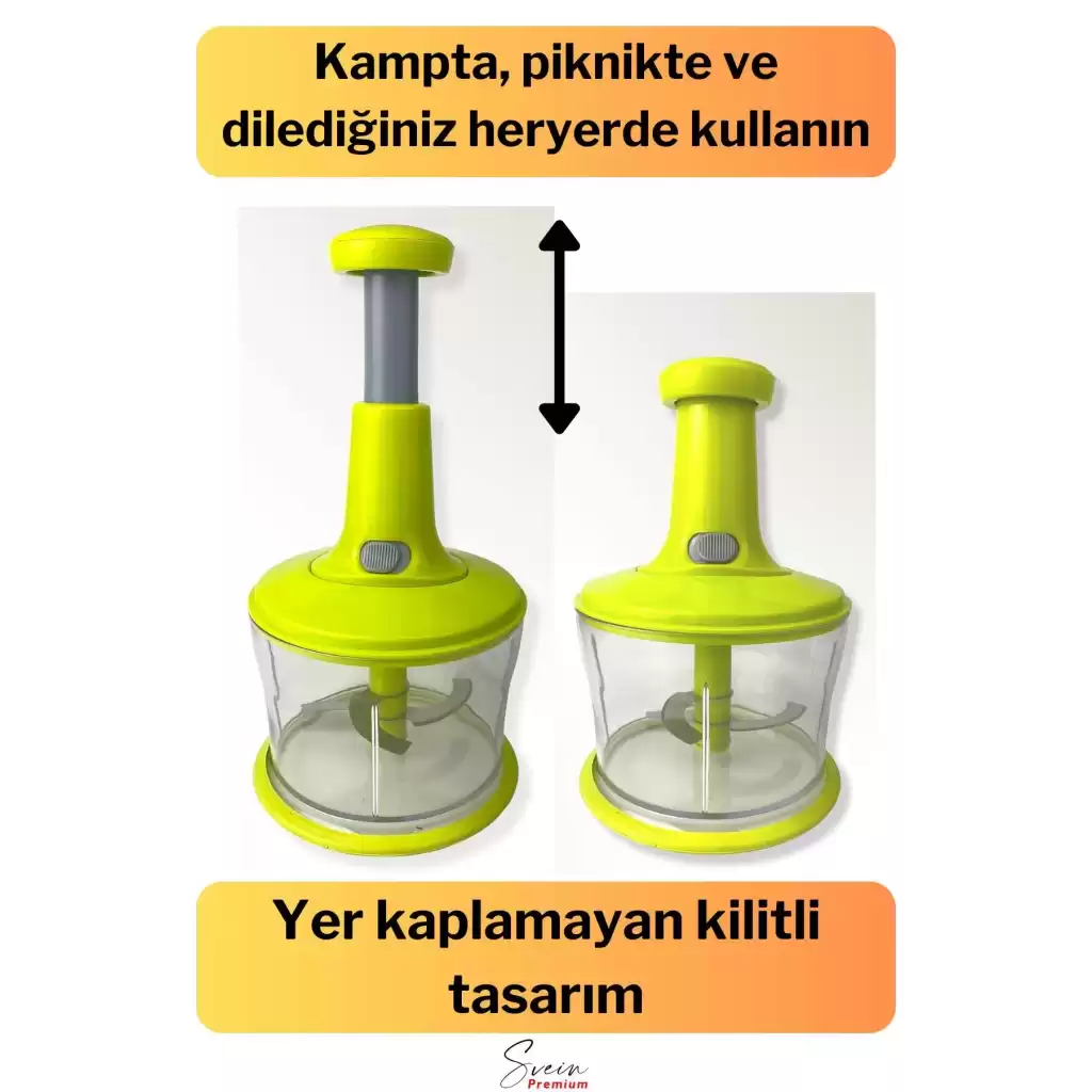 Paslanmaz Çelik Bıçaklı El Robotu Pratik Taşınabilir Basmalı El Blender Soğan Sebze Meyve Doğrayıcı