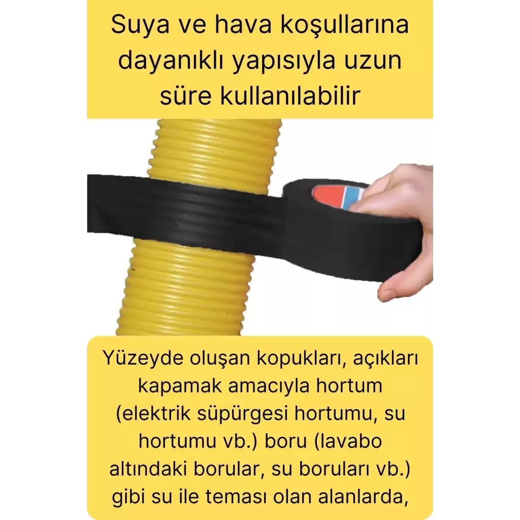 Çok Amaçlı Su Geçirmez Sızdırmaz Dayanıklı Boru Çatlak Onarım İzolasyon Siyah Tamir Bandı 48mm 10mt