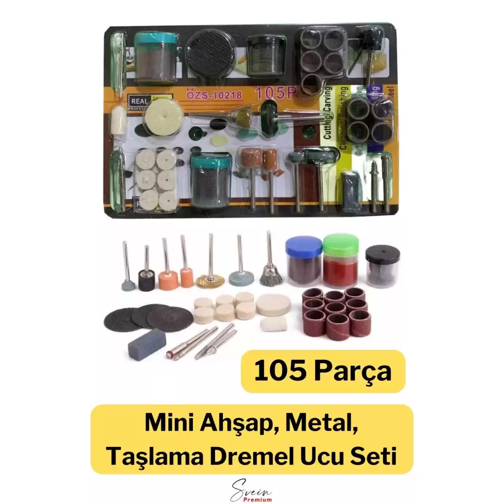 Hobi Gravür Dremel Taşlama Ucu Mini Metal Ahşap Oyma Seti Parlatma Çapak Alma 105 Parça Kalıpçı Seti