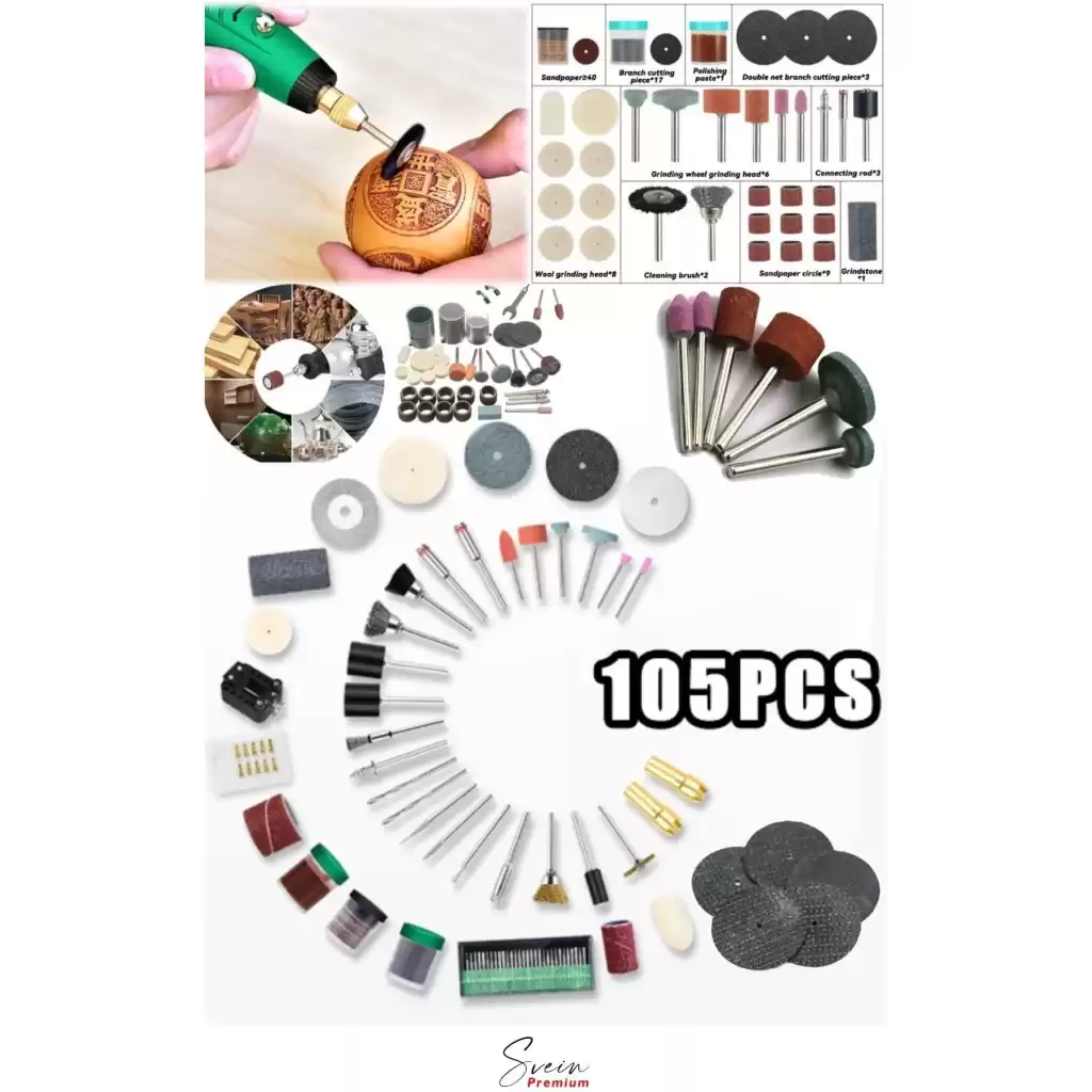 Hobi Gravür Dremel Taşlama Ucu Mini Metal Ahşap Oyma Seti Parlatma Çapak Alma 105 Parça Kalıpçı Seti