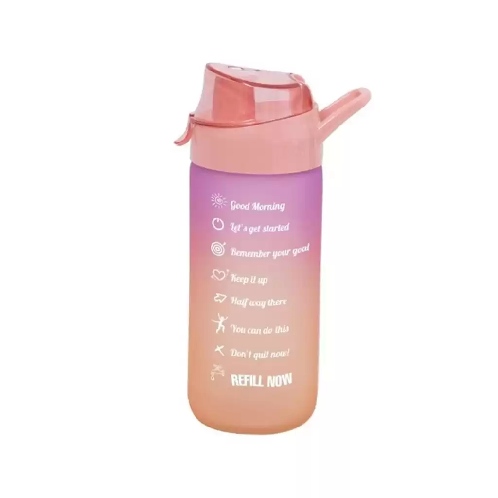Motivasyonel Cam Su Şişesi Çift Renkli Kapaklı Sızdırmaz Akıtmaz Sporcu Suluk Bpa İçermez 500 ml