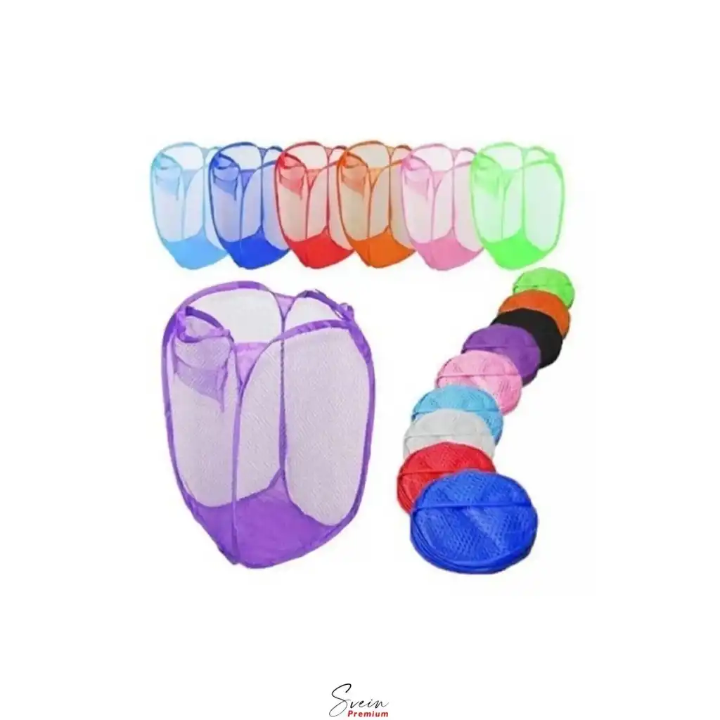 Çok Amaçlı Oyuncak ve Çamaşır Saklama Selesi Katlanabilir Çok Renkli Fileli Eşya İstifleme Sepeti