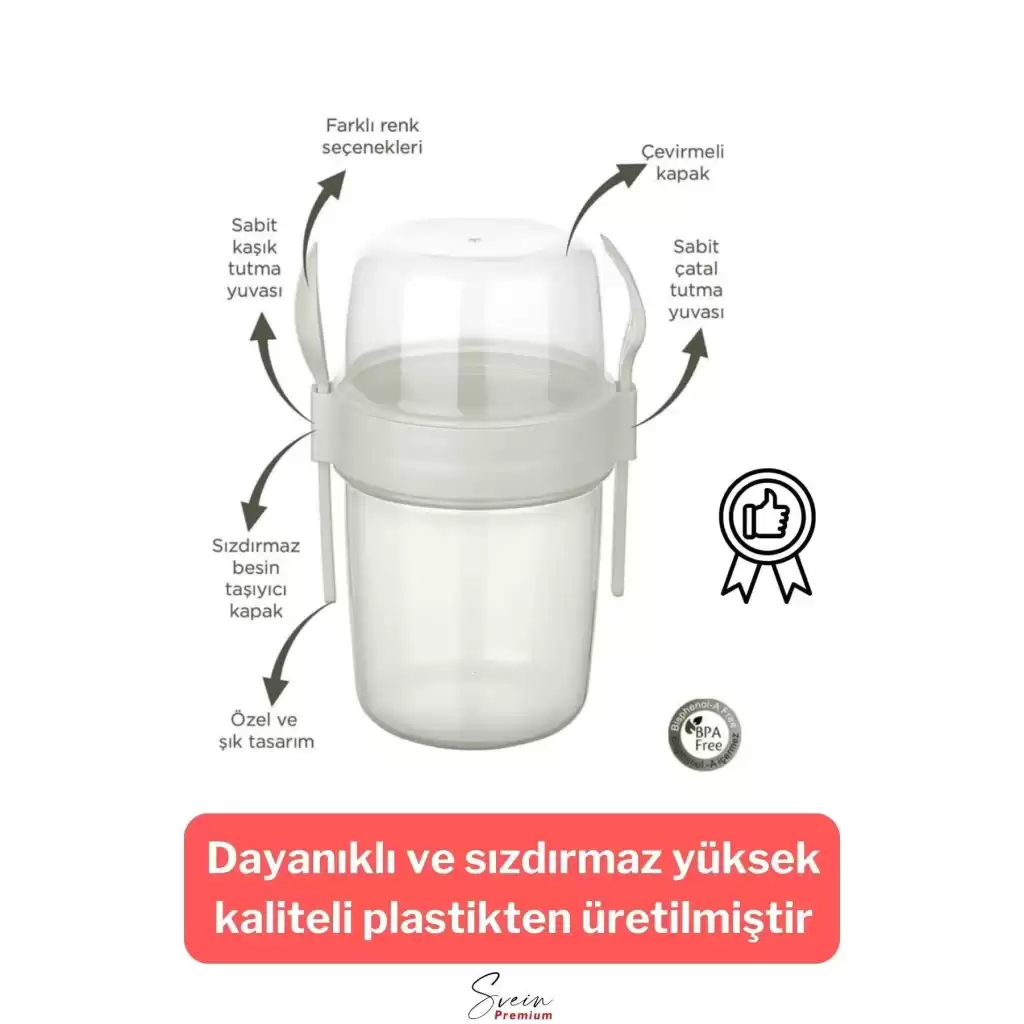 Saklama Kabı Kapaklı Erzak Beslenme Çantası Detox Müsli Diyet Kabı Çok Renkli Container 650 ml