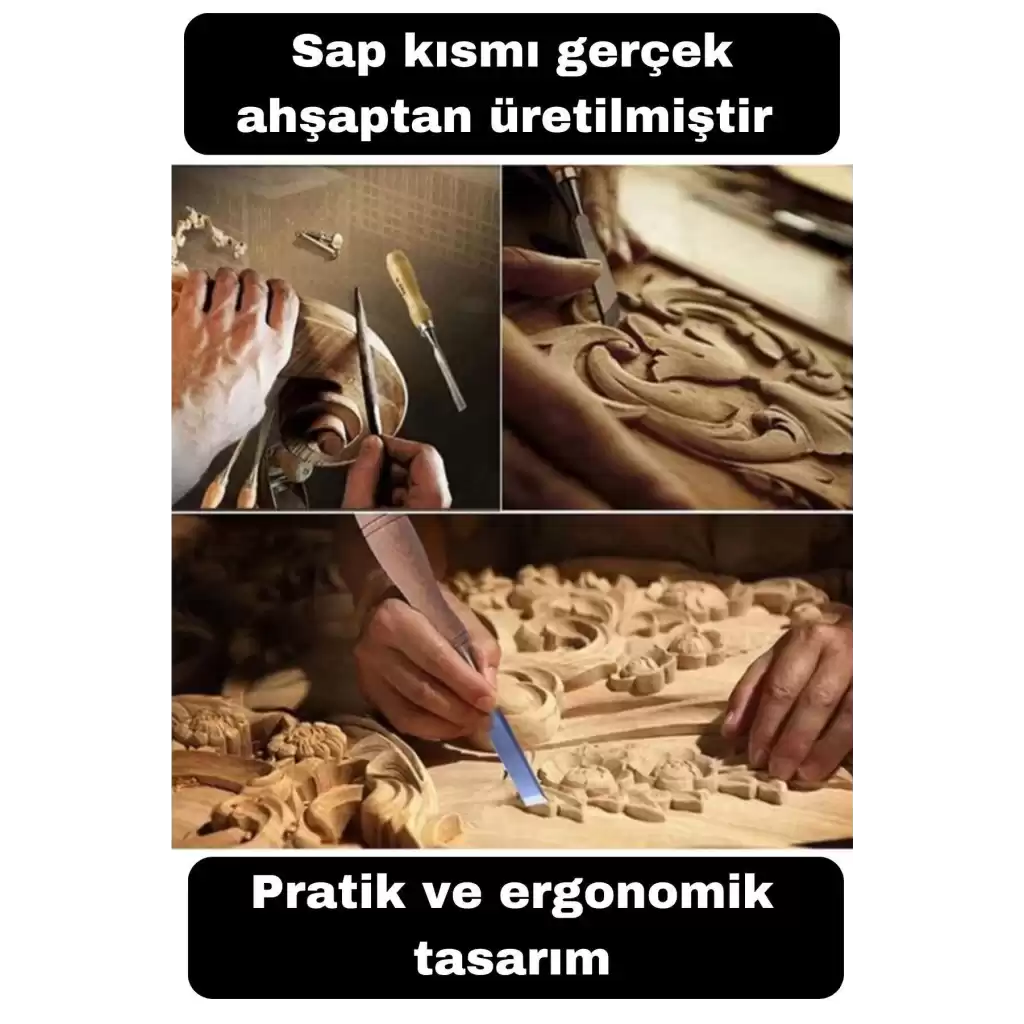 12 Parça Ahşap Oyma Iskarpela Set Profesyonel Taş Seramik Tahta Hobi Gravür Keskin Bıçak Takımı