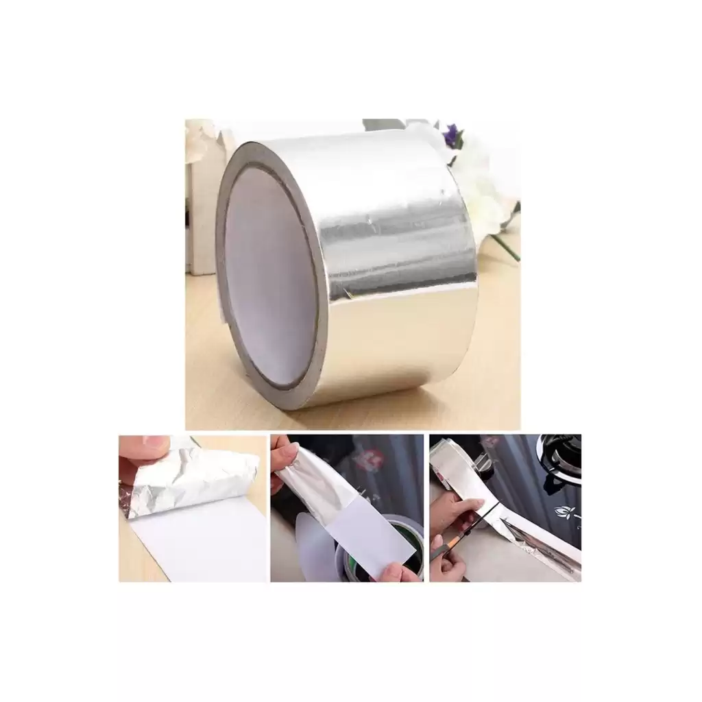 Alüminyum Yanmaz Folyo Bant Tamir Soba Boru Bandı Suya Sıcağa Dayanıklı Yama Düz Gri 45 Mm X 20 M