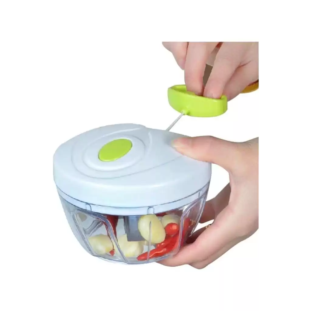 Premium Manuel 3 Bıçaklı Ipli Çekmeli Paslanmaz El Blender Kolay Hızlı Meyve Sebze Soğan Doğrayıcı