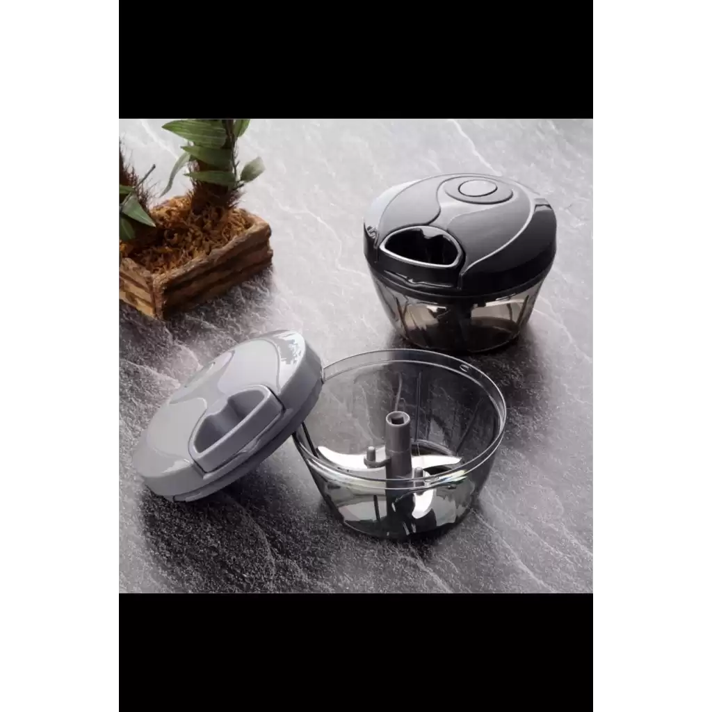 Premium Manuel 3 Bıçaklı Ipli Çekmeli Paslanmaz El Blender Kolay Hızlı Meyve Sebze Soğan Doğrayıcı