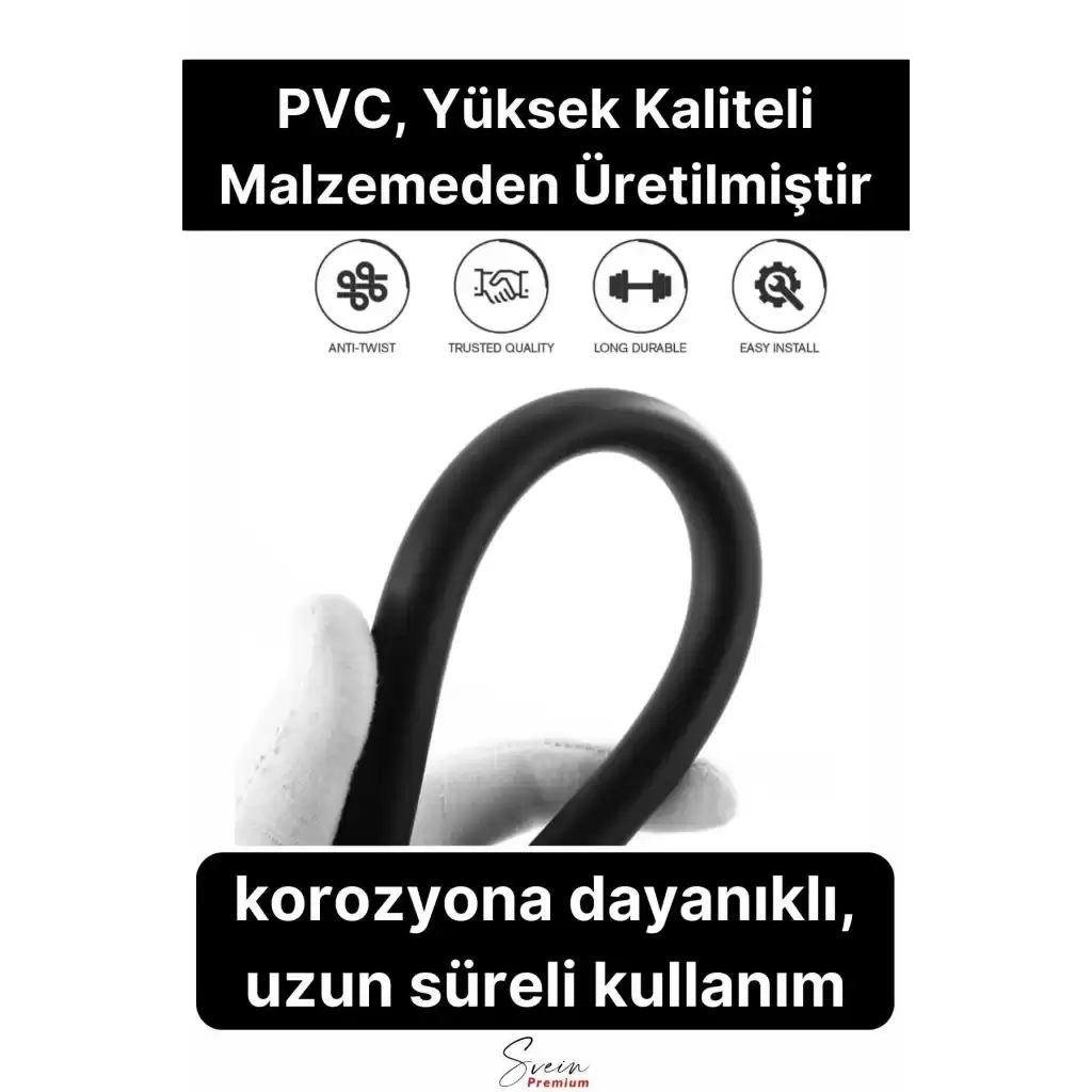 Siyah Dayanıklı Esnek Kırılmaz Çatlamaz Patlamaz Sızdırmaz Pvc Banyo Duş Musluk Hortumu 1,5 Metre