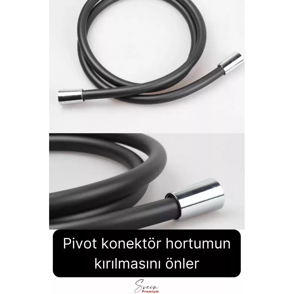 Siyah Dayanıklı Esnek Kırılmaz Çatlamaz Patlamaz Sızdırmaz Pvc Banyo Duş Musluk Hortumu 1,5 Metre
