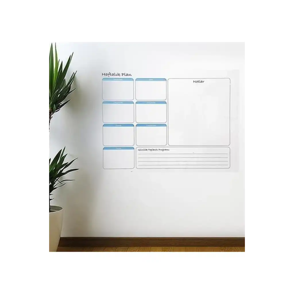 Kendinden Yapışkanlı Tutunabilen Haftalık Planlayıcı Manyetik Duvar Stickerı Takvim 100x60 cm