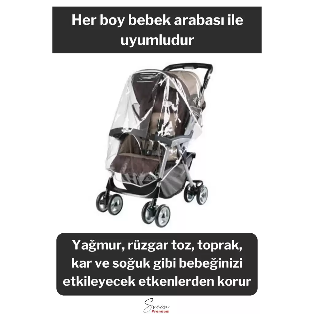 Premium Bebek Arabası Puset Şeffaf Yağmurluk Rüzgar Engelleyici Koruyucu Muşamba Örtü Dayanıklı