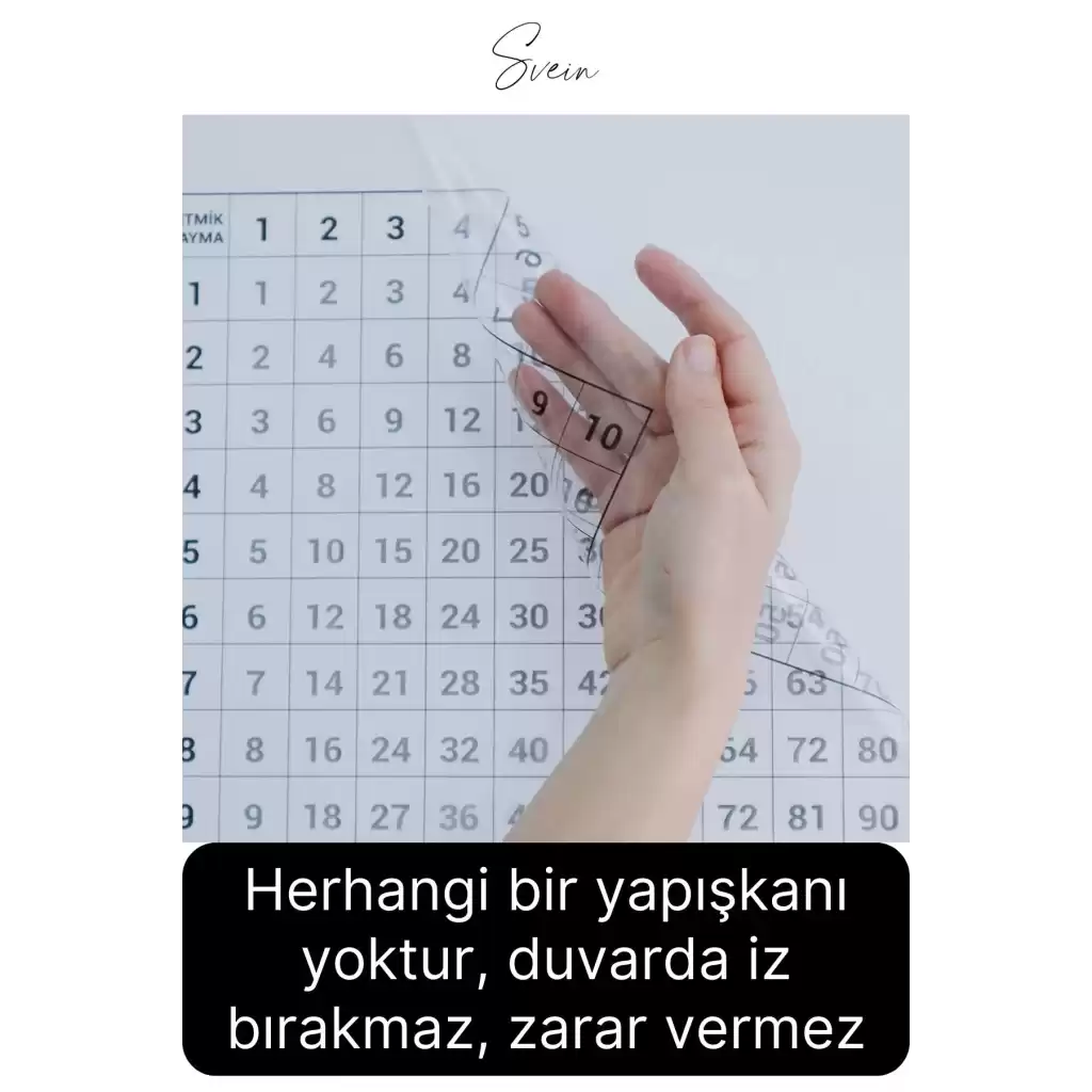 Kendinden Yapışkanlı Tutunabilen Çarpım Tablosu Ezberleme Manyetik Duvar Stickerı 105 x 100 cm