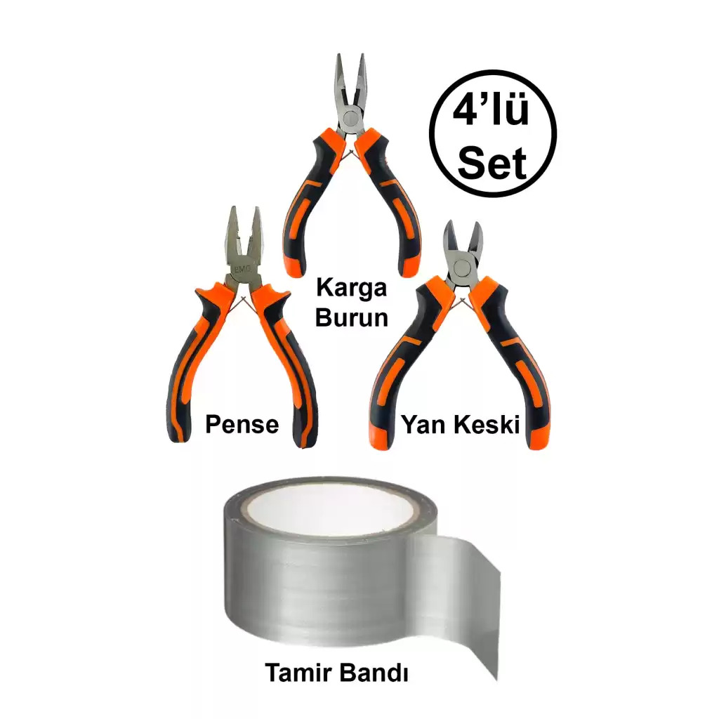 Mini Takı Bijuteri Hobi Kesme Karga Burun Yan Keski Pense Çok Amaçlı Sızdırmaz Gri Tamir Bandı Seti