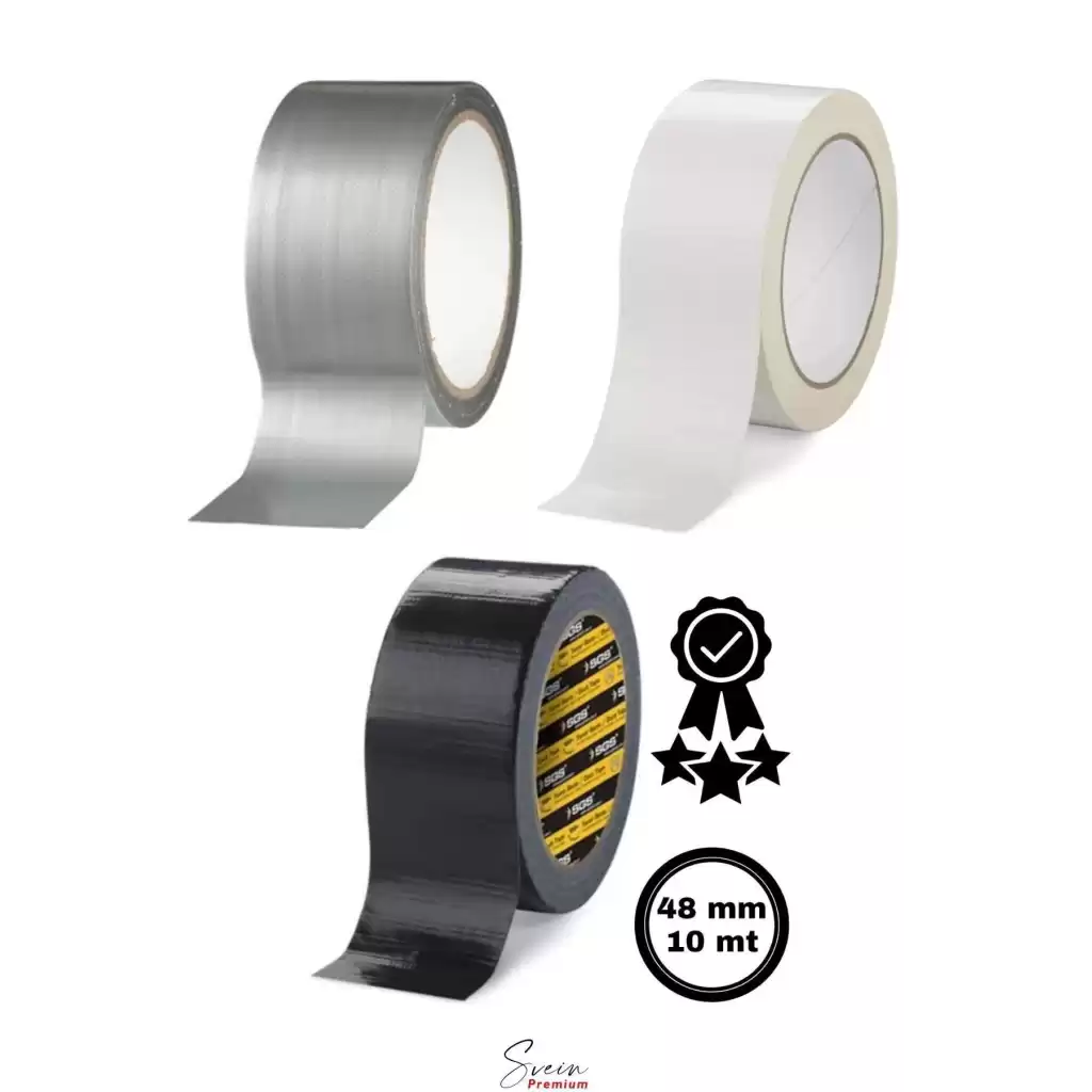 Çok Amaçlı 3lü Set Siyah Beyaz Gri Dayanıklı İzolasyon Gri Tamir Bandı 48 mm 10 mt 1 Adet