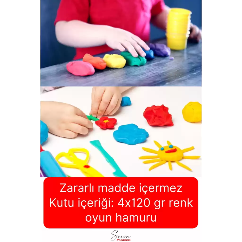 Eğitici Yaratıcı 4x120 gr Play Dough Zararsız Çocuklar İçin Güvenli Eğlenceli Oyun Hamuru Seti